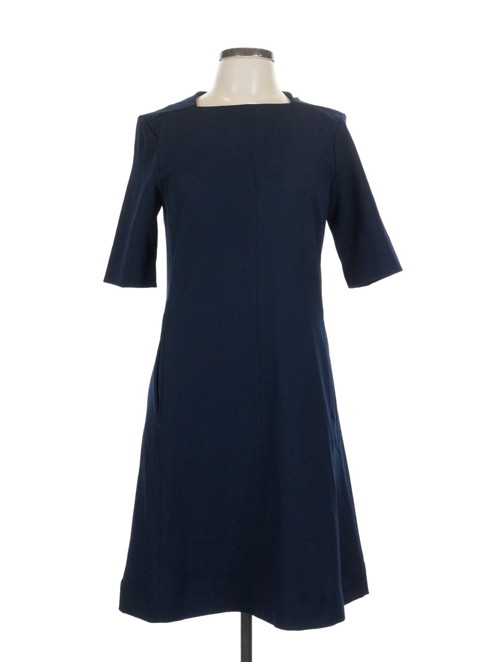 MM LaFleur Emily Dress Navy Recycled WonderTex A-Line Pockets Size 10